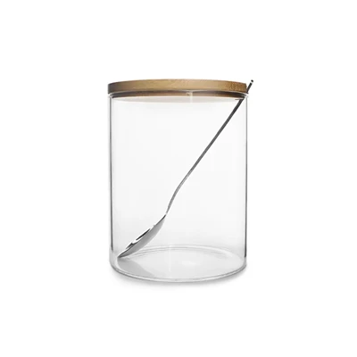 Frascos de vidrio de borosilicato con tapas de bambú para conservas Mason Jar